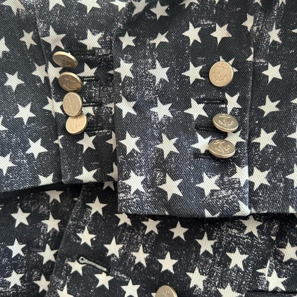 Max Mara Stretch Cotton Twill Blazer With Star Print Size 6 - Picture 7 of 12